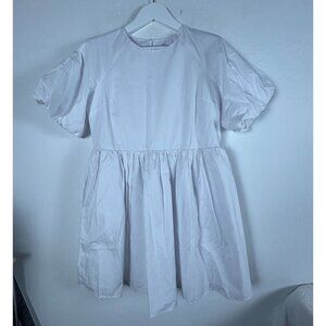 English Factory Womens Short Balloon Sleeve Mini Dress Medium White Cotton New